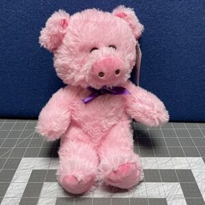 Walmart Easter Pink Pig Small Plush Purple Ribbon Bow